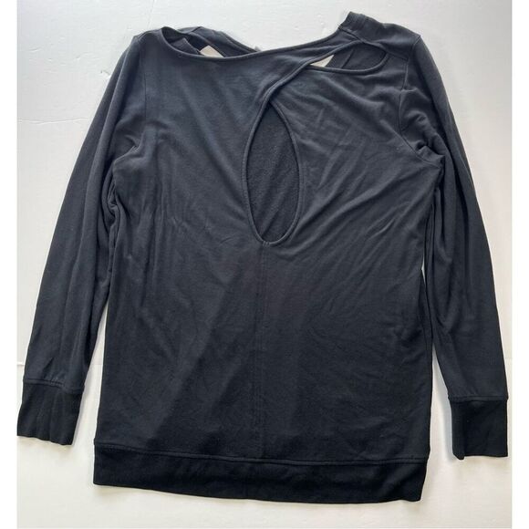 Athleta Coaster Go To Long Length Sweatshirt Open Back Black Women Size Large - Picture 5 of 7